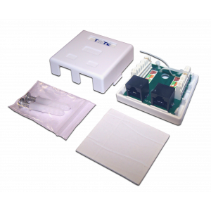 Настенная розетка, 1-2 порта RJ-45 категории 5е, UTP, белая